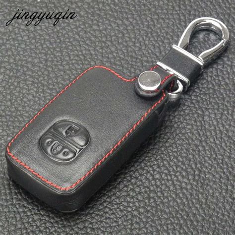 Jingyuqin 2 Button Leather Remote Smart Car Keychain Cover For Toyota