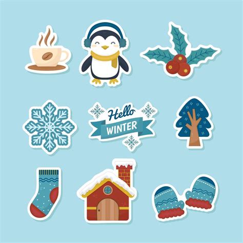 Winter Stickers Set 15897282 Vector Art at Vecteezy