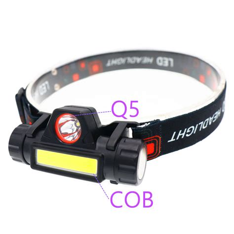 Taffled Senter Kepala Led Headlight Usb Rechargeable Q5 Cob Le022 Black