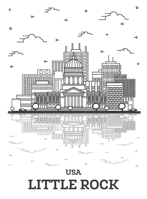Premium Vector | Outline little rock arkansas usa city skyline with