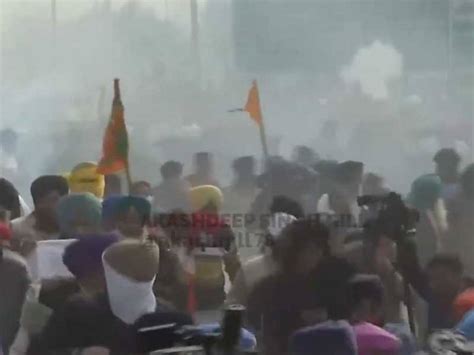 Farmers Protest Tear Gas Fired At Punjab Haryana Shambhu Border