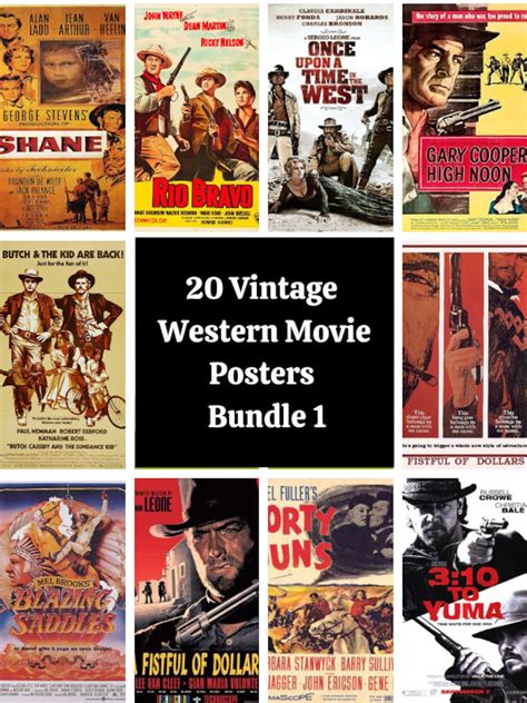 vintage western movies posters design bundle high resolution quality