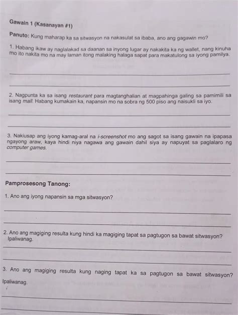 Pamprosesong Tanong Ano Ang Iyong Napansin Sa Mga Sitwasyon Ano