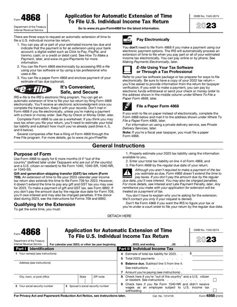 IRS Tax Extension Form 4868 EForms