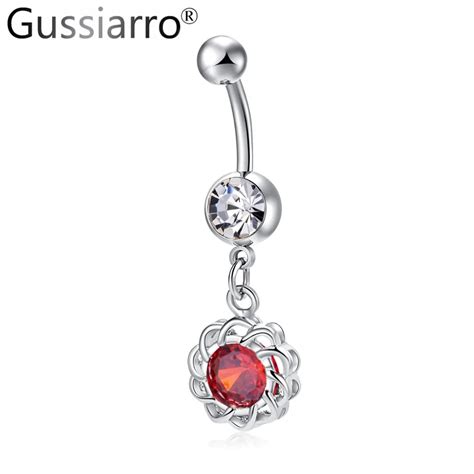 Gussiarro Exclusive Crystal Gold Round Steampunk Sex Body Jewelry Piercings Navel Button Belly