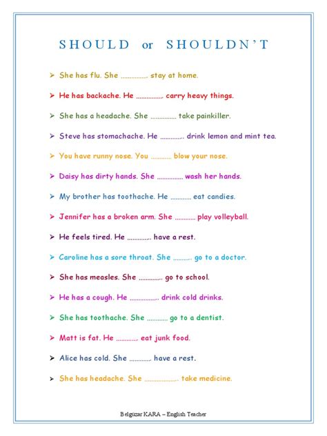 Should Shouldnt Grammar Drills Grammar Guides Worksheet Templates 84426 Pdf