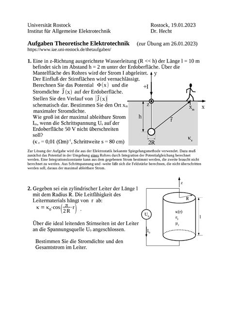 Aufgaben Theoretische Elektrotechnik I H 2r Ke ⃗ R Xm Y Z X