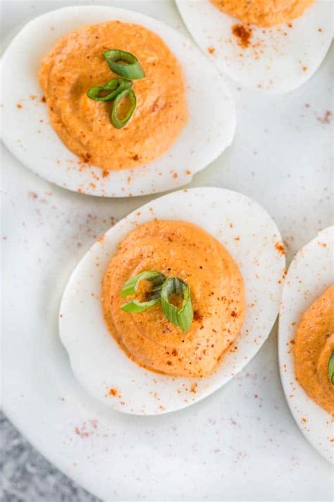 Roasted Red Pepper Deviled Eggs ~sweet And Savory