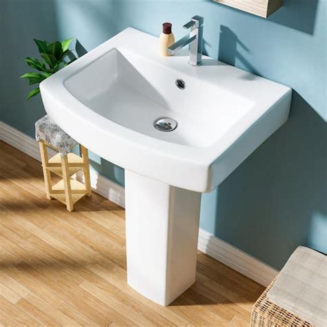 Aguamaph 22 In Pedestal Combo Bathroom Sink White Vitreous China Rectangular Combo Pedestal