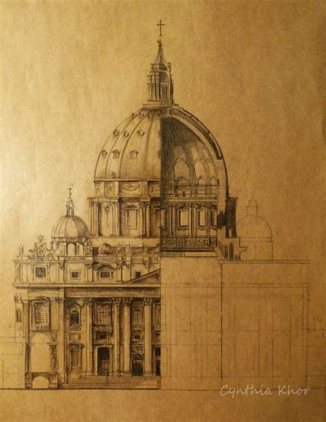 Sketch Study Of Basilica Di San Pietro In Vaticano By Cynthia Khor Via