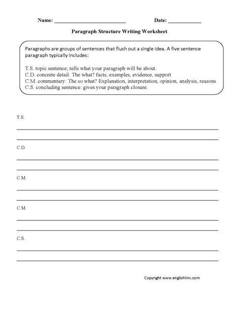 grade paragraph writing worksheets db excelcom