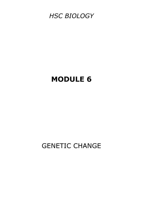 Module Genetic Change Hsc Biology Module Genetic Change