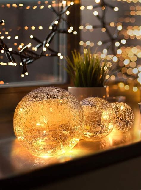 Led Glass Ball Lights Set Of Exclusive Size Warm White Incl