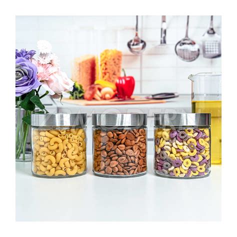 Wholesale 800ml Glass Storage Canister With Stainless Steel Screw Lid