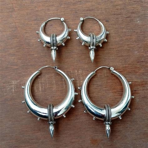 Vintage Hoop Earrings Chunky Silver Hoops Silver Hoop Earrings