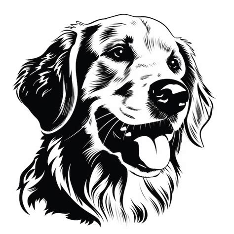 Premium Photo A Black And White Drawing Of A Dogs Face Generative Ai