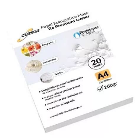 Papel Fotográfico Premium Rc Satin Luster A4 260 Gr 20hojas