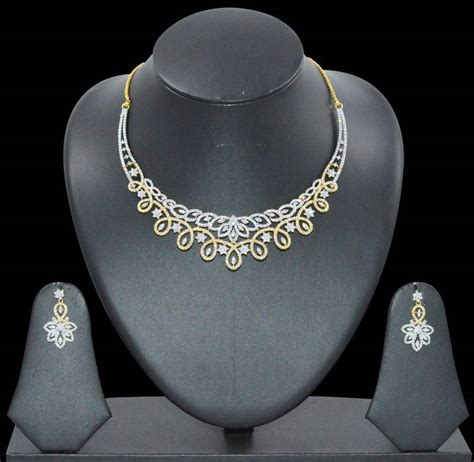 Buy real diamond look necklace set Online