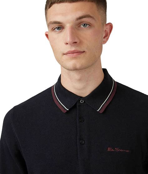 Ben Sherman Black L S Tipped Polo Shirt Modfellas Clothing