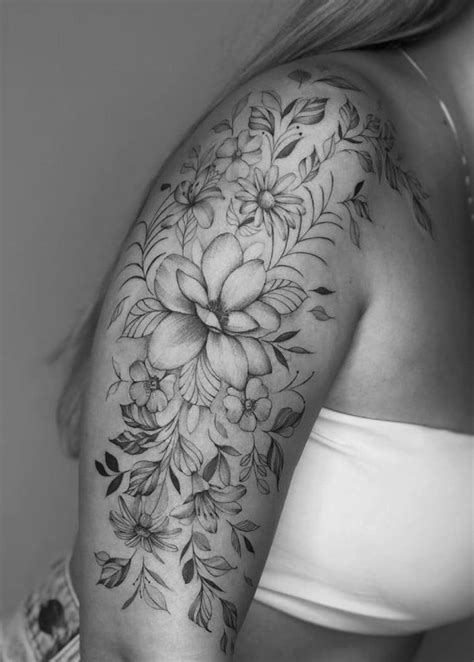 Tatuagem No Ombro E Braço - 12 Ideias Lindas de Tatuagens Florais Para Ombro e Braço - 123 Tatuagens