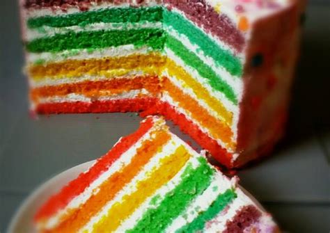 Resep Moist Rainbow Cake Cake Pelangi Lembut Oleh Herlin Wulan Cookpad