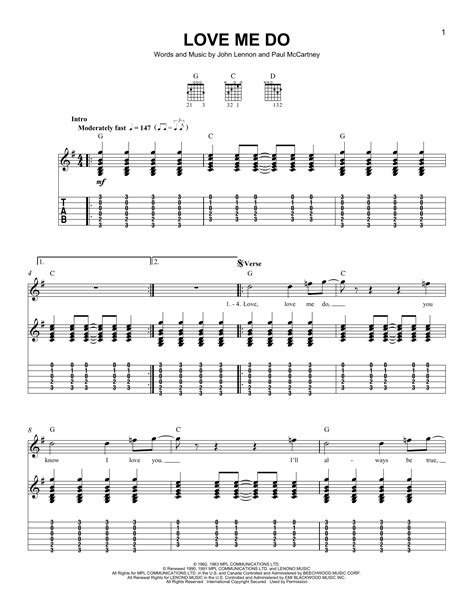 Love Me Do By The Beatles Easy Guitar Tab Guitar Instructor