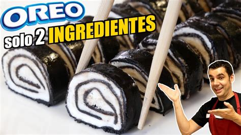 Sushi de Oreo con solo 2 ingredientes Postre fácil sin horno al