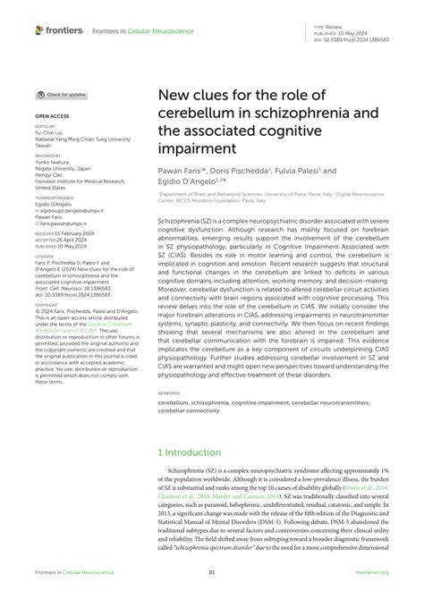 Pdf New Clues For The Role Of Cerebellum In Schizophrenia And The