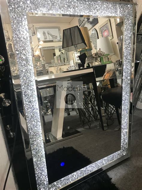 X Crushed Crystal Led Wall Mirror Crystal Light Up Sparkle Wall