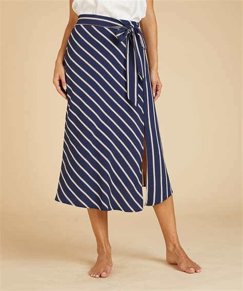 Suzanne Betro Weekend Navy White Stripe Wrap Skirt Women Zulily