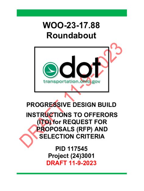 Fillable Online Ftp Dot State Oh Procurment Framework For Progressive