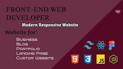 Be Your Front End Web Developer Using Html Css Tailwind Reactjs By