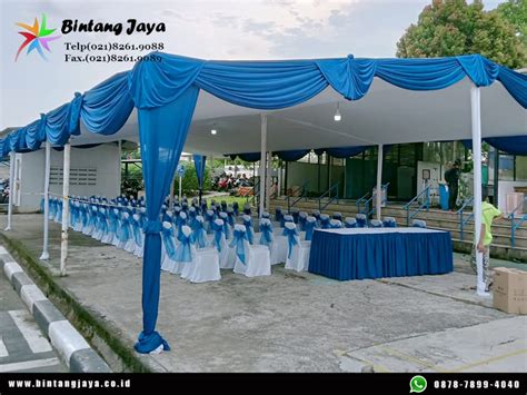 Sewa Tenda Plafon Polos Kain Biru Putih Murah Promo Terbaru