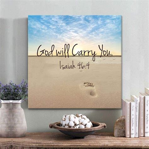 Bible Verse Wall Art God Will Carry You Isaiah 46 4 Canvas Art Bible