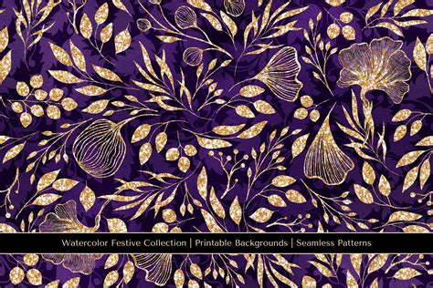 Whimsical Gothic Digital Papers Festive Gold Glitter By Ilonitta