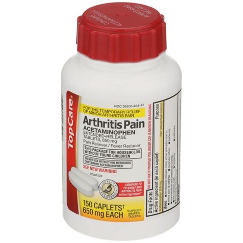 Top Care Arthritis Pain Acetaminophen Mg Pain Reliever Fever