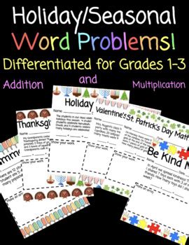 Seasonal Word Problems Bundle Differentiated For Grades By