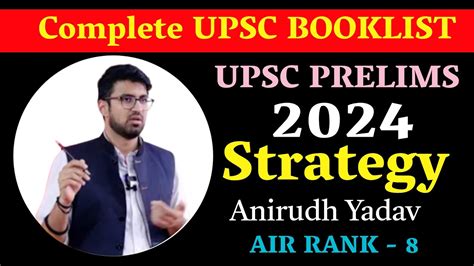 Upsc Complete Booklist Prelims Strategy Anirudh Yadav Air Rank