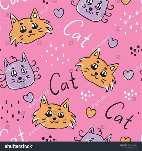 Cats Doodles Seamless Background Funny Cats Stock Vector (Royalty Free ...