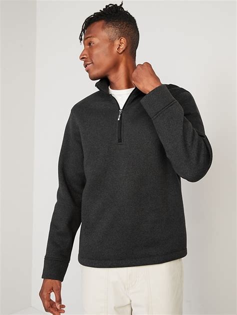 Sweater Fleece Mock Neck Quarter Zip Sweatshirt For Men Old Navy