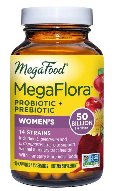 Megafood Megaflora® Women’s Probiotic Prebiotic 14 Strains 50 Billion Live Cultures 90