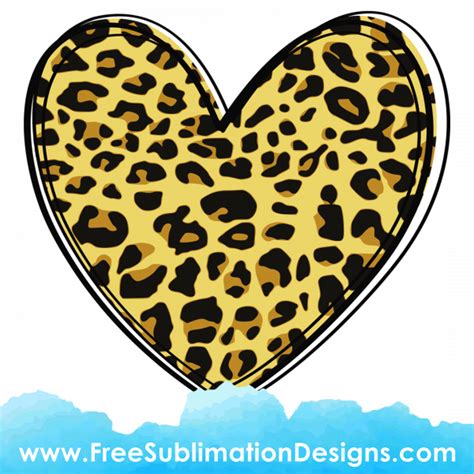 Free Sublimation Print Leopard Print Love Heart Sublimation Print