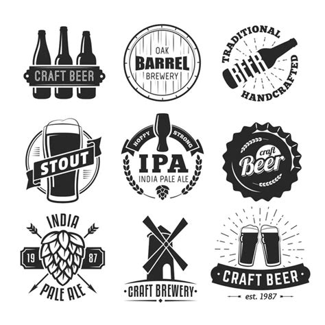 Set Of The Vintage Craft Beer Labels Logo Template Designs For Beer