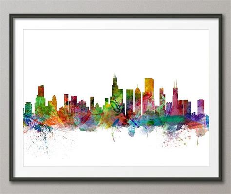 Chicago Skyline Chicago Illinois Cityscape Art Print Poster - Etsy ...