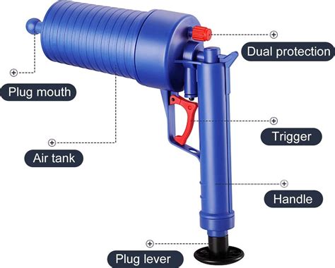 Jinni Air Drain Blaster Power Toilet Plunger Pressure Pump Cleaner