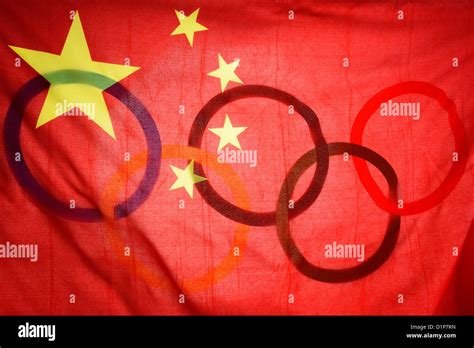 China flag and Olympic flag Stock Photo - Alamy