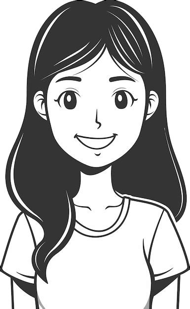 Una chica de dibujos animados con una sonrisa que dice que está