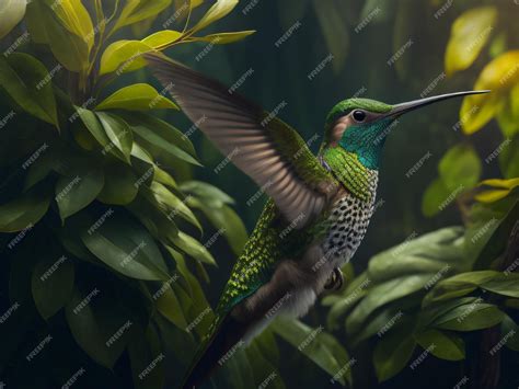 Premium AI Image | Photo a beautiful and fantasy hummingbird flying in ...