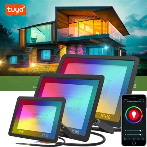 IP66 Tuya WiFi RGB Led Spotlight Outdoor 30W 50W 100W 220V Smart Led