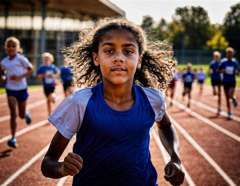 Premium Photo Photo Of Girl Kids Running Race Sport At School